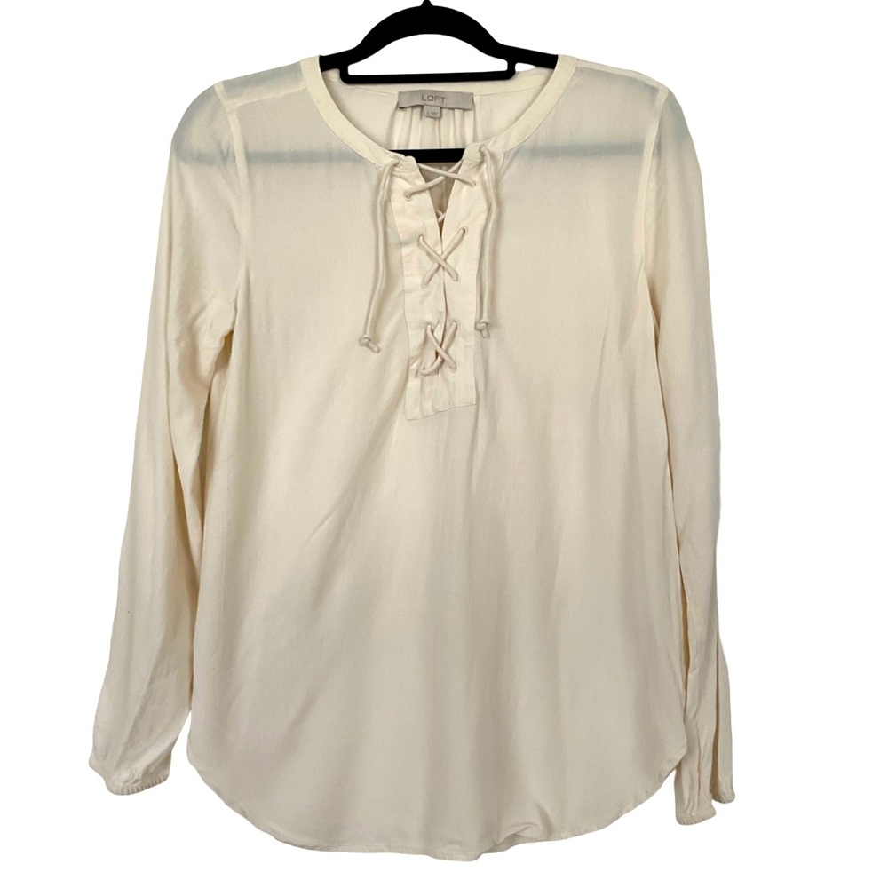 LOFT Front Lace Up Long Sleeve Top